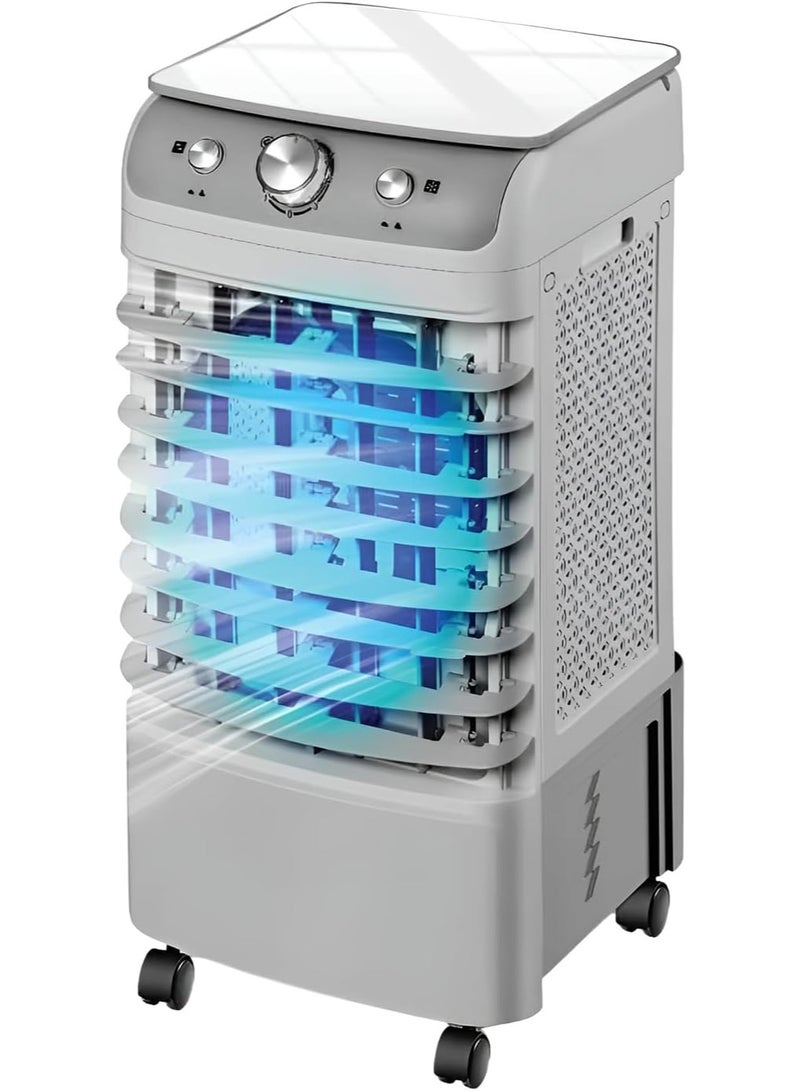 Cady One Portable desert air cooler with a large 12-liter water tank and 50 watts of power. This portable air cooler features 3 airflow levels and 3 different speeds, and comes with wheels, making it suitable for home and office use. - Image 2